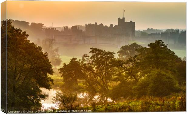 Alnwick Castle at sunset Canvas Print by Chris Drabble