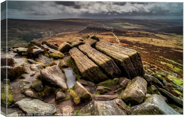 Higger Tor under heavy clouds Canvas Print by Chris Drabble