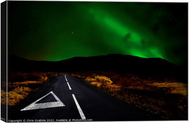 On the road to the Aurora Borealis Canvas Print by Chris Drabble