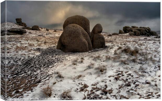 The Snail Stone in Winter Canvas Print by Chris Drabble