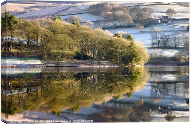 Winter reflections on Ladybower Canvas Print by Chris Drabble