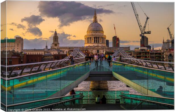 St Paul's Cathedral from the Millennium Bridge (2) Canvas Print by Chris Drabble