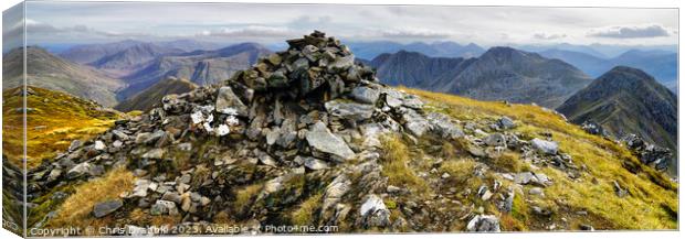 The summit cairn of Sgurr Fuharan. Canvas Print by Chris Drabble