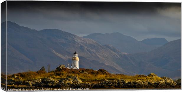 Isle Ornsay Lighthouse in Autumn light Canvas Print by Chris Drabble