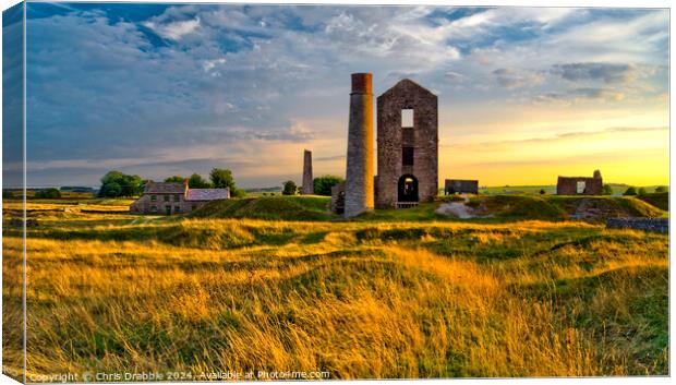 The Magpie Mine under a sunset sky Canvas Print by Chris Drabble