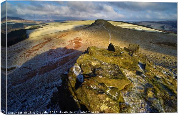 Crook Hill in Winter, Bamford, the Peak District,  Canvas Print by Chris Drabble