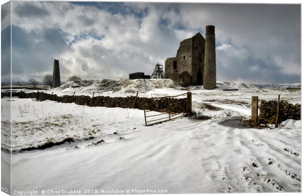 Magpie Mine in Winter, Monyash, England Canvas Print by Chris Drabble