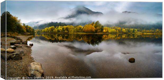 Loch Lubnaig with reflections of Autumn Canvas Print by Chris Drabble