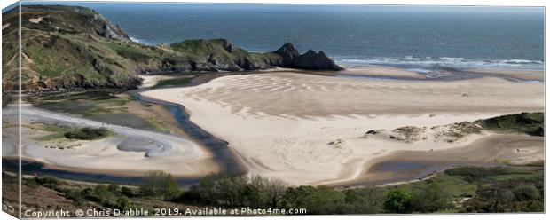 Three Cliffs Bay, the Gower Peninsula Canvas Print by Chris Drabble