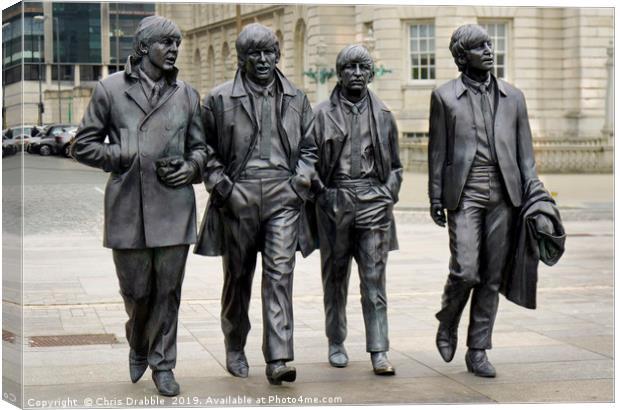 The Beatles statue on Albert Docks, Liverpool  Canvas Print by Chris Drabble