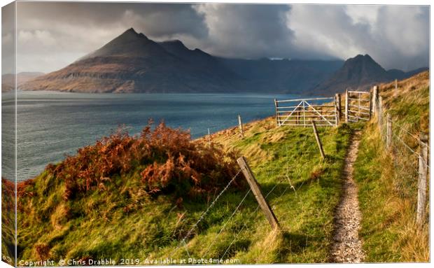 On the coastal path from Elgol to Camasunary Canvas Print by Chris Drabble