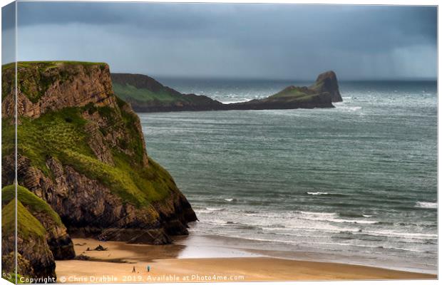 Worms Head, Rhossili Bay, the Gower Peninsula Canvas Print by Chris Drabble