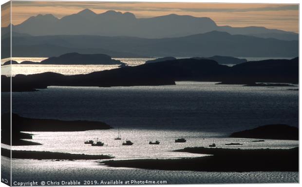 Winter sunset light over the Summer Isles Canvas Print by Chris Drabble
