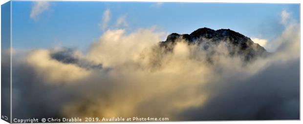 Tryfan in a Couldren of cloud                      Canvas Print by Chris Drabble