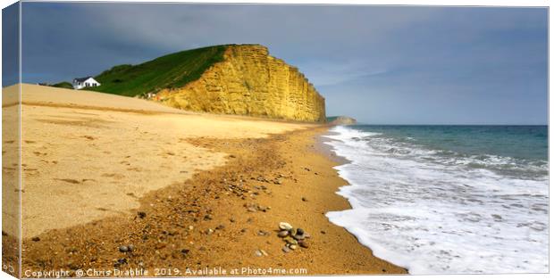 Bridport sands and East Cliff             Canvas Print by Chris Drabble