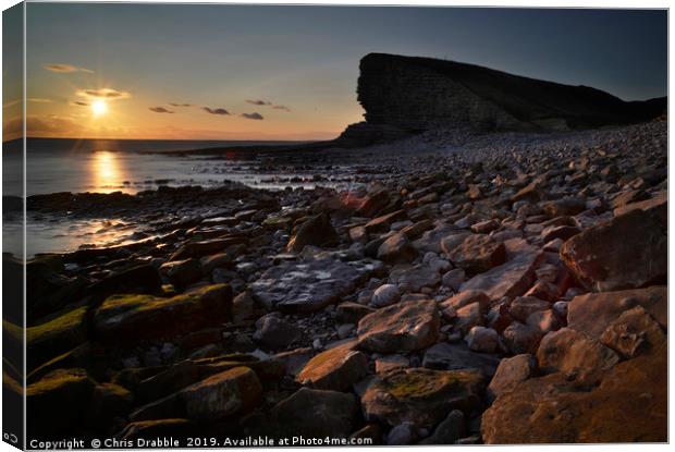 Nash Point at sunset                               Canvas Print by Chris Drabble