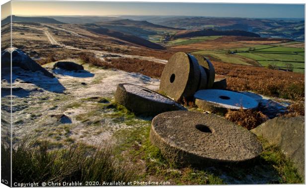 Abandoned Millstones at Stanage Edge Canvas Print by Chris Drabble