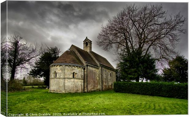 All Saints Chapel, Steetley, under storm clouds Canvas Print by Chris Drabble