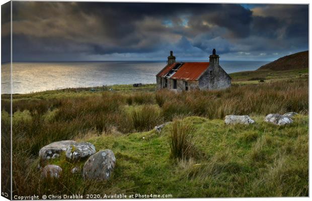 Abandoned croft at Melvaig near Gairloch           Canvas Print by Chris Drabble