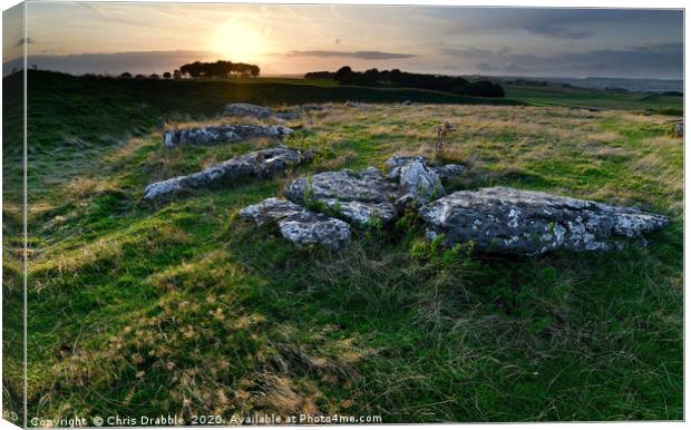 Arbor Low stone circle at Sunset (5) Canvas Print by Chris Drabble