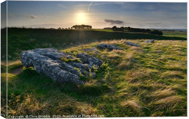 Arbor Low stone circle at Sunset (3) Canvas Print by Chris Drabble