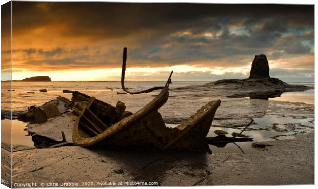 Black Nab and the wreck of the Admiral Von Tromp a Canvas Print by Chris Drabble