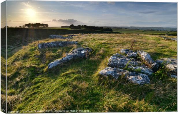 Arbor Low stone circle at Sunset Canvas Print by Chris Drabble