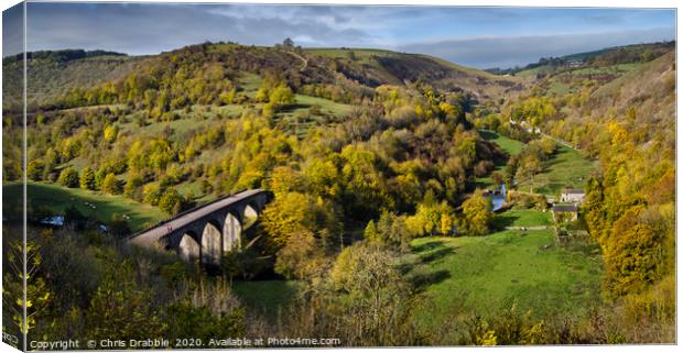 Monsal Dale Viaduct and Upper Dale Canvas Print by Chris Drabble