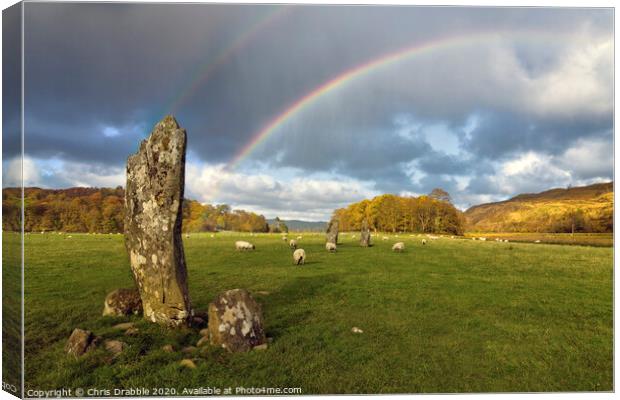 Nether Largie Standing Stones Canvas Print by Chris Drabble
