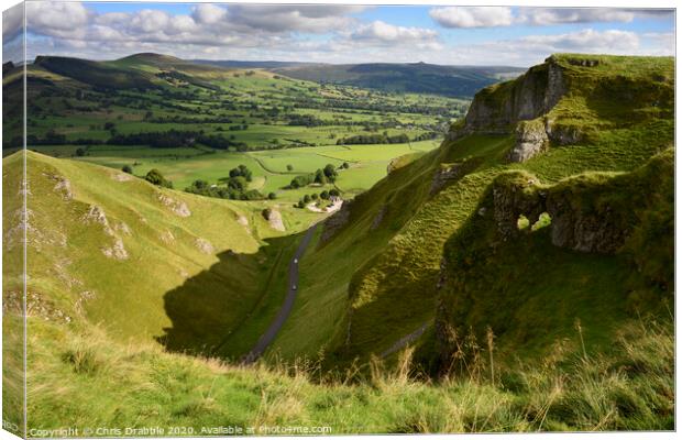 Castleton from the slopes of Winnats Pass Canvas Print by Chris Drabble
