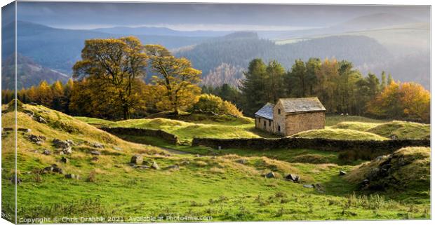 Autumn colours at Bell Hagg Barn Canvas Print by Chris Drabble