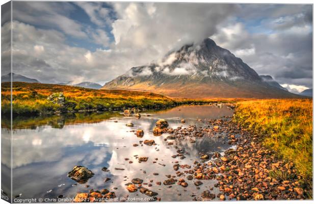 Chasing clouds at Buachaille Etive Mor Canvas Print by Chris Drabble