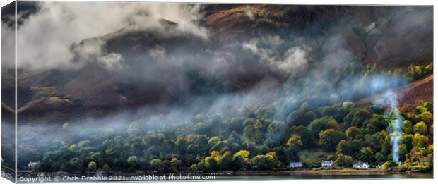 Smoke and mist over Loch Duich Canvas Print by Chris Drabble