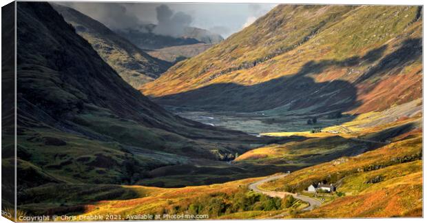 Glen Coe in Autumn, Scotland Canvas Print by Chris Drabble