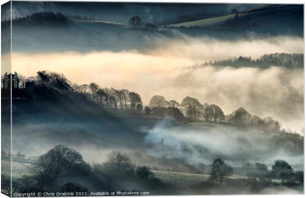 Morning mist in the Derwent Valley (2) Canvas Print by Chris Drabble