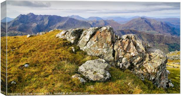 Looking South/West from the summit of Sgurr Fhuara Canvas Print by Chris Drabble