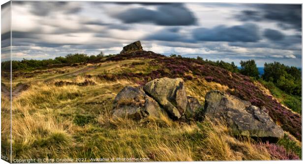 Ashover Rock and moving clouds Canvas Print by Chris Drabble