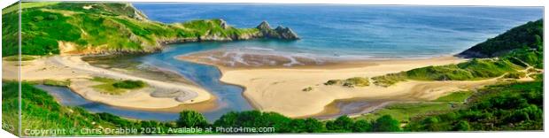 Three Cliffs Bay and beach Canvas Print by Chris Drabble