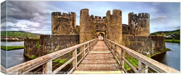 Caerphilly Castle panorama Canvas Print by Chris Drabble