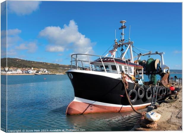 Fishing Trawler Sea Seeker at Lyme Regis Harbour Canvas Print by Susie Peek