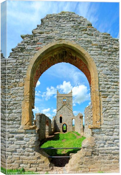 Ruins of St Michaels Church Burrow Mump Somerset Canvas Print by Susie Peek