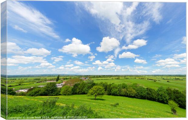 Views of Southgate Moor and the Somerset Levels Canvas Print by Susie Peek