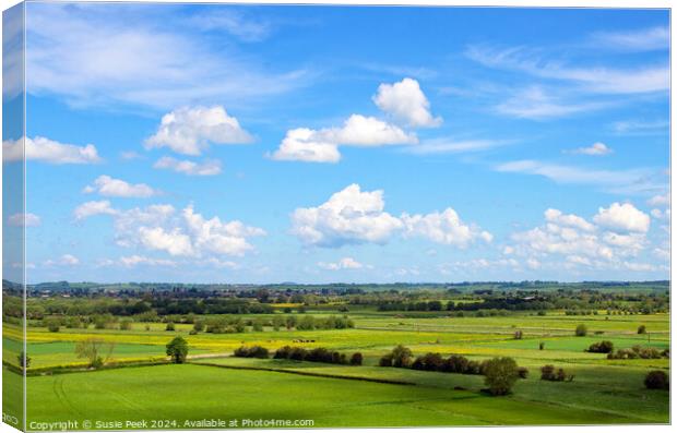 Views of Southgate Moor and Somerset Levels Burrow Canvas Print by Susie Peek