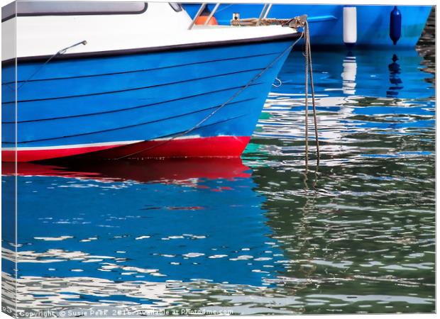 Blue Boats At The Harbour Canvas Print by Susie Peek