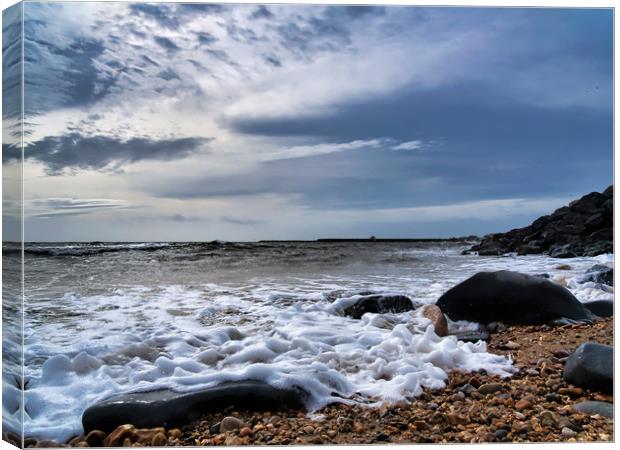 Moody March at Church Beach 2 - Lyme Regis Canvas Print by Susie Peek