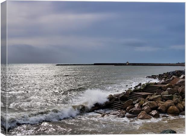 A Stormy View Towards The Harbour - Lyme Regis Canvas Print by Susie Peek