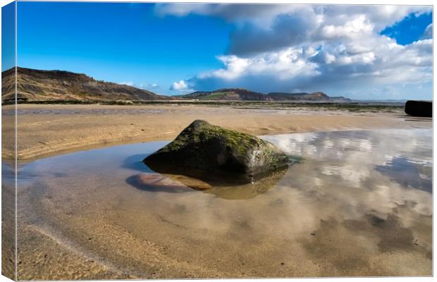 Cloud Reflections at East Beach - Lyme Regis Canvas Print by Susie Peek