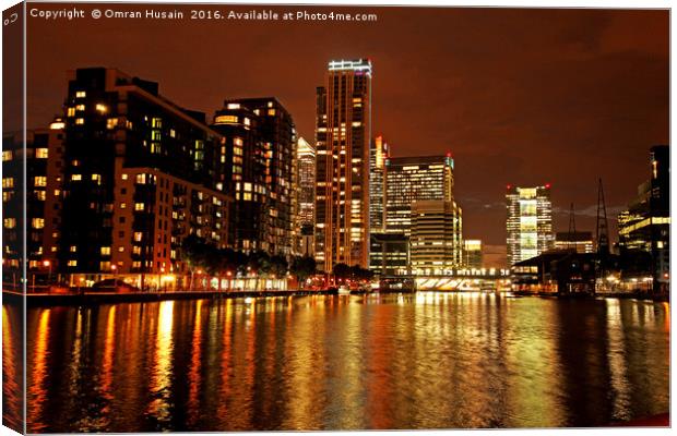 Canary Wharf Nightscape Canvas Print by Omran Husain