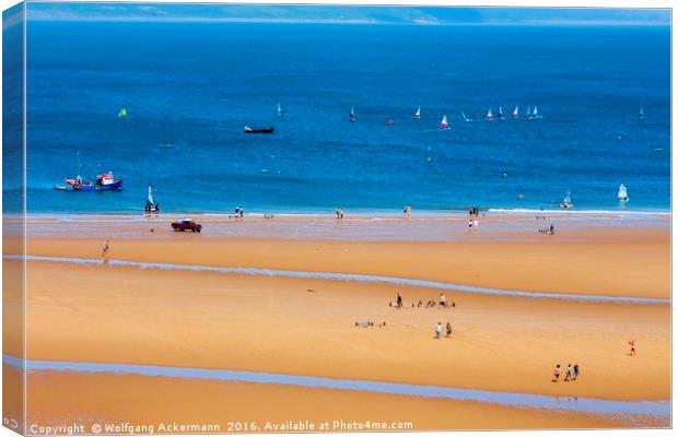 Tenby Beach during sailing regatta Canvas Print by Wolfgang Ackermann