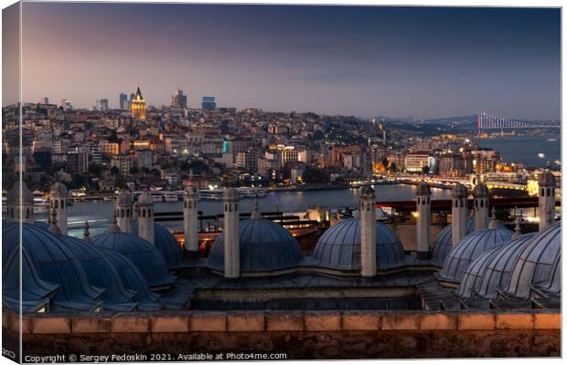 Beyoglu and Galata tower at sunset. Istanbul, Turkey Canvas Print by Sergey Fedoskin